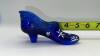 Fenton Cobalt Blue Glass Boot, Hat on Pedestal & Unmarked Glass Slipper - 26