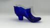 Fenton Cobalt Blue Glass Boot, Hat on Pedestal & Unmarked Glass Slipper - 28