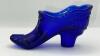 Fenton Cobalt Blue Glass Boot, Hat on Pedestal & Unmarked Glass Slipper - 31