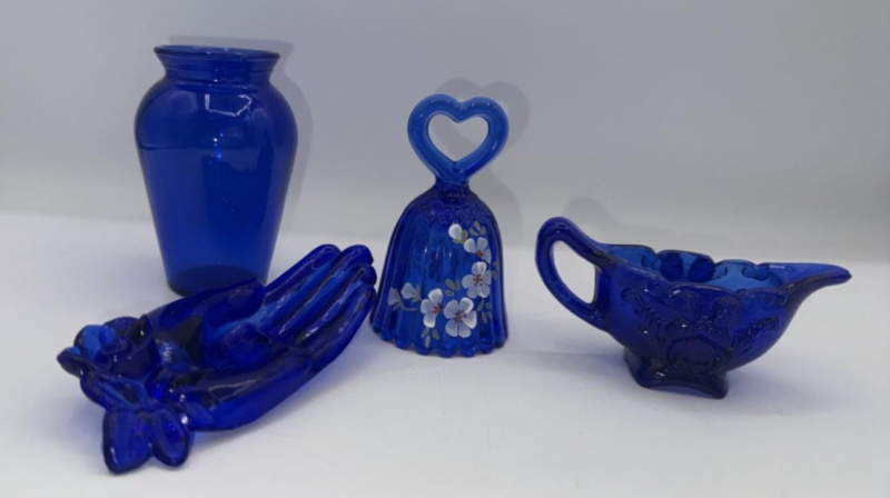 Fenton Cobalt Blue Bell & Unmarked Cobalt Blue Glass
