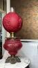 Fostoria Ruby Red Satin Grapevine Gone With The Wind Oil Parlor Lamp - 4
