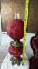 Fostoria Ruby Red Satin Grapevine Gone With The Wind Oil Parlor Lamp - 26