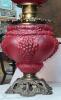 Fostoria Ruby Red Satin Grapevine Gone With The Wind Oil Parlor Lamp - 27