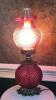 Cranberry Opalescent Hobnail Gone With The Wind Parlor Lamps (2) - 6