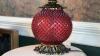 Cranberry Opalescent Hobnail Gone With The Wind Parlor Lamps (2) - 9