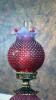Cranberry Opalescent Hobnail Gone With The Wind Parlor Lamps (2) - 10
