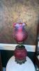 Cranberry Opalescent Hobnail Gone With The Wind Parlor Lamps (2) - 15