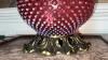 Cranberry Opalescent Hobnail Gone With The Wind Parlor Lamps (2) - 22