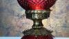 Cranberry Opalescent Hobnail Gone With The Wind Parlor Lamps (2) - 23