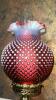 Cranberry Opalescent Hobnail Gone With The Wind Parlor Lamps (2) - 24