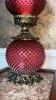 Cranberry Opalescent Hobnail Gone With The Wind Parlor Lamps (2) - 25