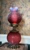 Cranberry Opalescent Hobnail Gone With The Wind Parlor Lamps (2) - 28