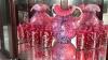 Cranberry Opalescent Daisy & Fern Water Pitcher w/ Glasses (6) & Additional Hand Baskets - 4