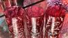 Cranberry Opalescent Daisy & Fern Water Pitcher w/ Glasses (6) & Additional Hand Baskets - 18