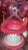 Cranberry Opalescent Daisy & Fern Water Pitcher w/ Glasses (6) & Additional Hand Baskets - 23