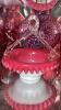 Cranberry Opalescent Daisy & Fern Water Pitcher w/ Glasses (6) & Additional Hand Baskets - 24
