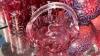 Cranberry Opalescent Daisy & Fern Water Pitcher w/ Glasses (6) & Additional Hand Baskets - 35