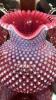 Cranberry Opalescent Hobnail Glass Pitchers, Vases & Hand Baskets - 12