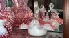 Cranberry Opalescent Hobnail Glass Pitchers, Vases & Hand Baskets - 23