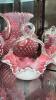 Cranberry Opalescent Hobnail Glass Pitchers, Vases & Hand Baskets - 24