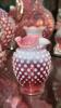 Cranberry Opalescent Hobnail Glass Pitchers, Vases & Hand Baskets - 32