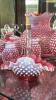 Cranberry Opalescent Hobnail Glass Pitchers, Vases & Hand Baskets - 36