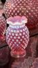 Cranberry Opalescent Hobnail Glass Pitchers, Vases & Hand Baskets - 43