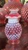 Cranberry Opalescent Hobnail Glass Pitchers, Vases & Hand Baskets - 46