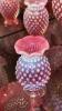 Cranberry Opalescent Hobnail Glass Pitchers, Vases & Hand Baskets - 47
