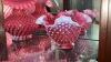 Fenton Cranberry Opalescent Glass Vases & Unmarked Cranberry Glass - 14