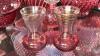 Fenton Cranberry Opalescent Glass Vases & Unmarked Cranberry Glass - 35