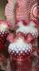 Cranberry Opalescent Hobnail Glass Vases & Bowls w/ Ruffled Edges - 3