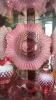 Cranberry Opalescent Hobnail Glass Vases & Bowls w/ Ruffled Edges - 13