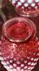 Cranberry Opalescent Hobnail Glass Vases & Bowls w/ Ruffled Edges - 16