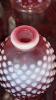 Cranberry Opalescent Hobnail Glass Vases & Bowls w/ Ruffled Edges - 17