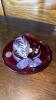 Fenton Ruby Red Glass Hats, Vase & Cathead Glass Slipper Shoes (2) - 6