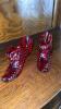 Fenton Ruby Red Glass Hats, Vase & Cathead Glass Slipper Shoes (2) - 16