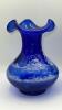 Fenton Cobalt Blue 100th Anniversary Ruffled Rim Vases (2) - 18