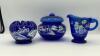 Fenton Cobalt Blue 95th Anniversary Edition Winter Scene Creamer Pitcher & Bowls - 21