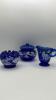 Fenton Cobalt Blue 95th Anniversary Edition Winter Scene Creamer Pitcher & Bowls - 22