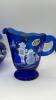 Fenton Cobalt Blue 95th Anniversary Edition Winter Scene Creamer Pitcher & Bowls - 24