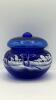 Fenton Cobalt Blue 95th Anniversary Edition Winter Scene Creamer Pitcher & Bowls - 28