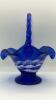 Fenton Cobalt Blue 95th Anniversary Edition Winter Scene Hand Basket - 7