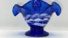 Fenton Cobalt Blue 95th Anniversary Edition Winter Scene Hand Basket - 8