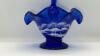 Fenton Cobalt Blue 95th Anniversary Edition Winter Scene Hand Basket - 10
