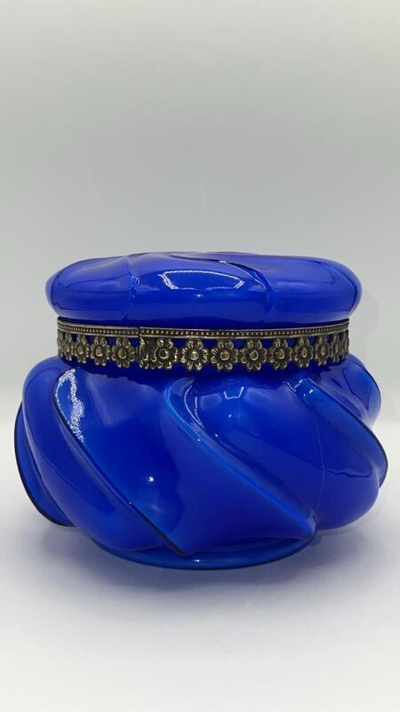 Cobalt Blue Two-Piece Glass Powder Box