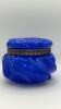 Cobalt Blue Two-Piece Glass Powder Box - 7