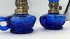 Cobalt Blue Glass Hurricane Oil Lamps (2) - 17
