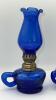 Cobalt Blue Glass Hurricane Oil Lamps (2) - 18