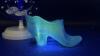 Fenton Cobalt Blue Glass Boot, Hat on Pedestal & Unmarked Glass Slipper - 2
